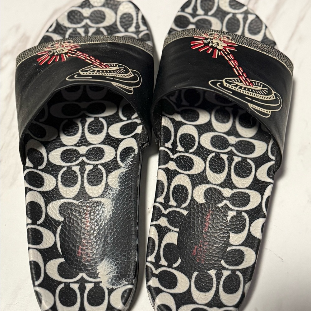 Coach Men’s Mickey Mouse UFO X Keith Haring Slip-On Sandals